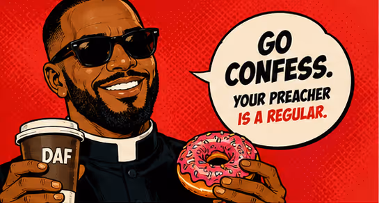 Go confess. Your preacher is a regular.